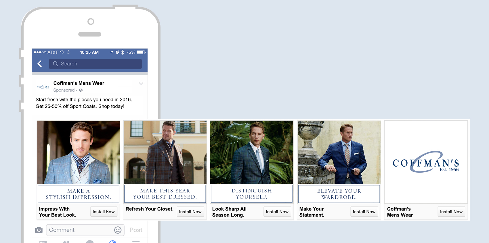 Coffman's Mens Wear Facebook Carousel advertisement