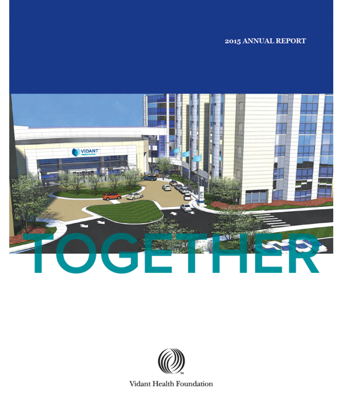 Front cover of the 2015 Annual Report for the Vidant Health Foundation