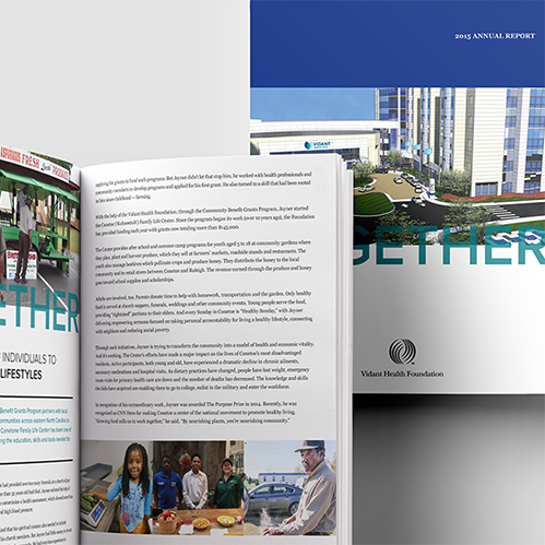 Vidant Health Foundation 2015 Annual Report designed by Igoe Creative