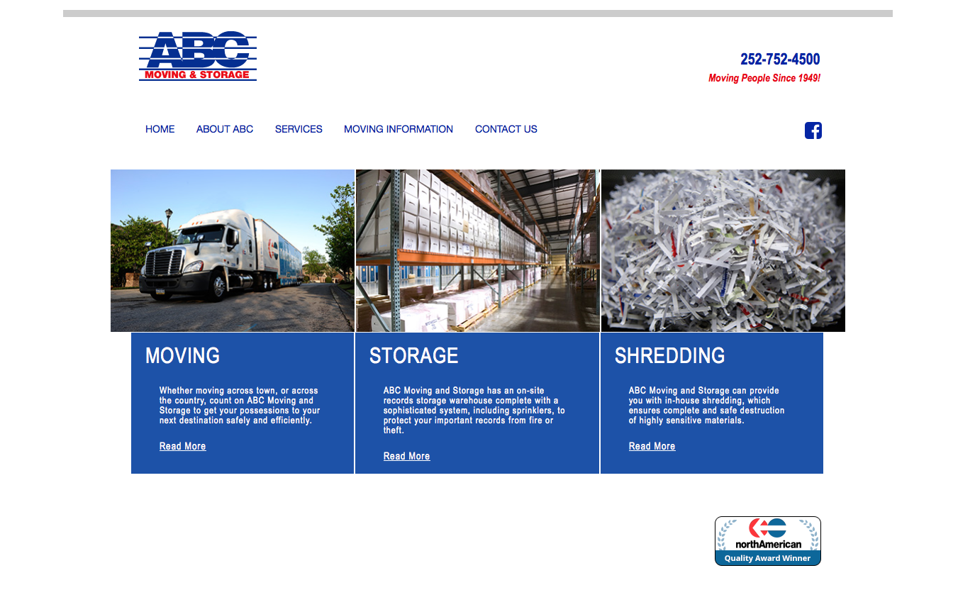 ABC Moving & Storage website