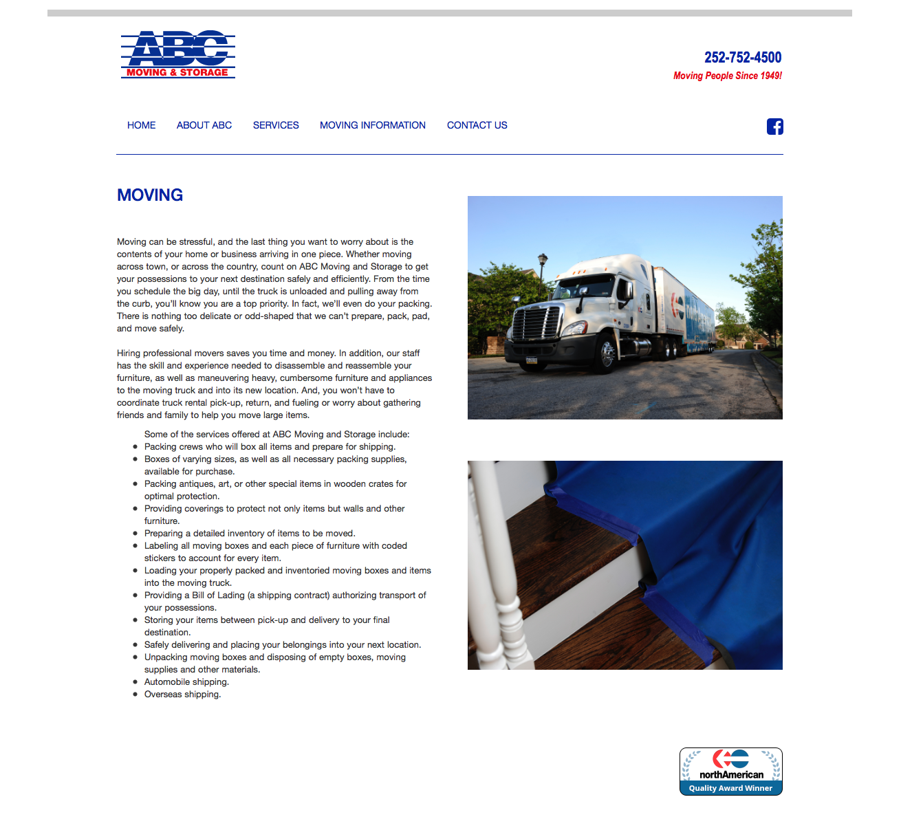 ABC Moving & Storage website build by Igoe Creative