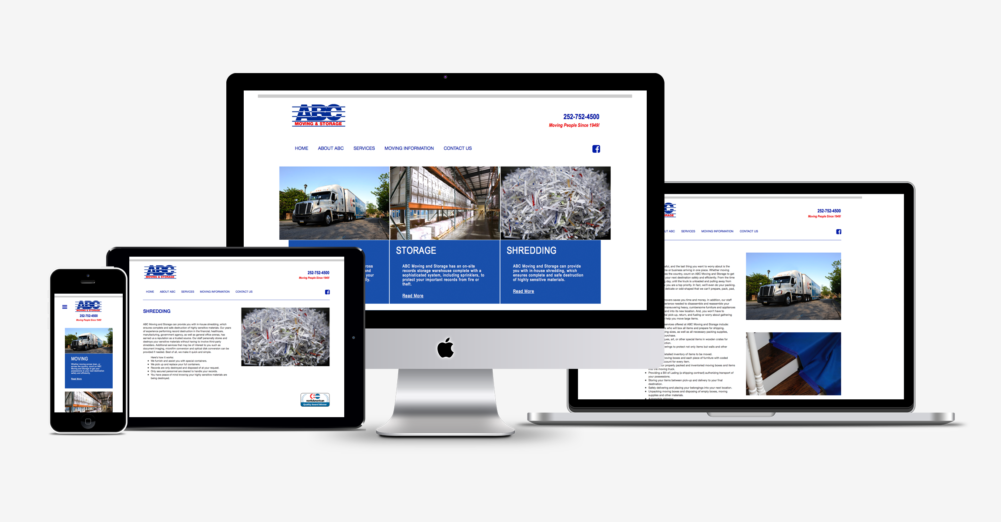 ABC Moving & Storage website displayed on various devices