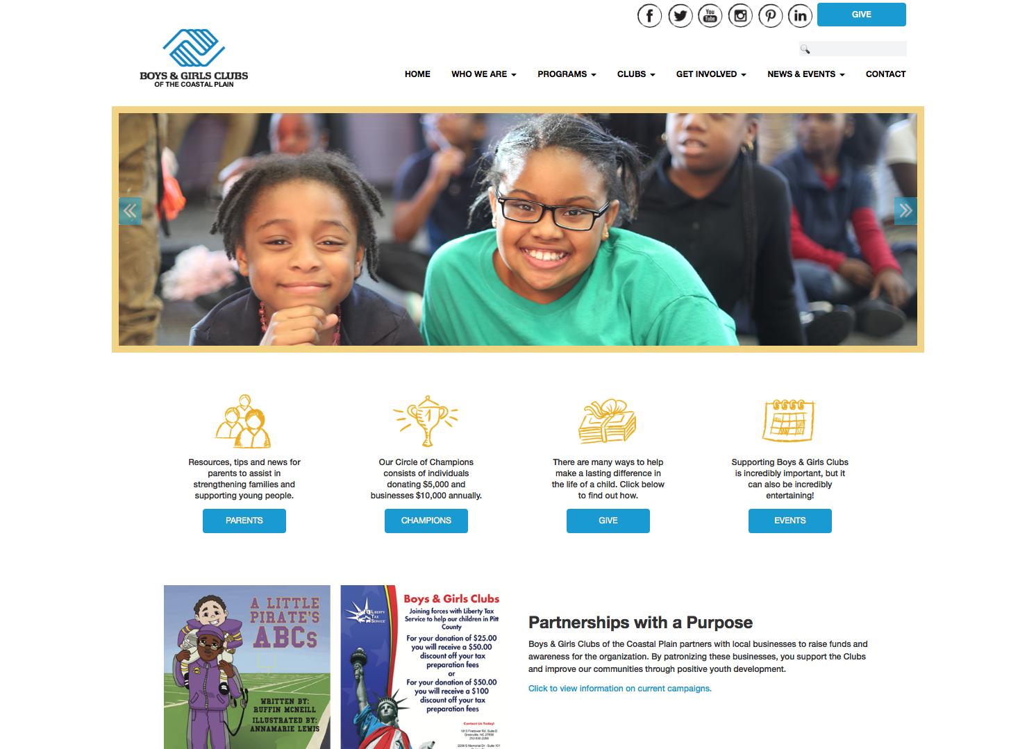 Boys and Girls Clubs website homepage