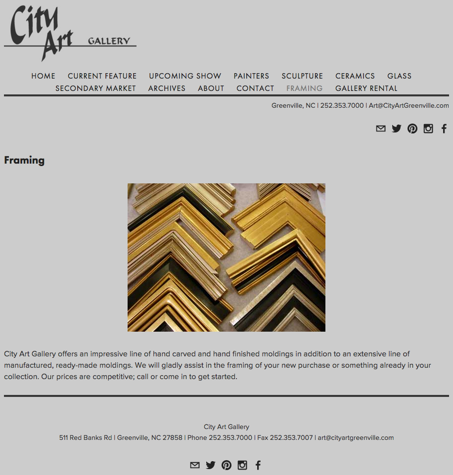 City Art Gallery website, Framing page