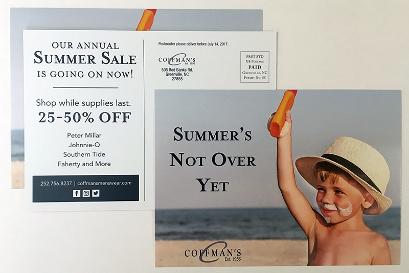 Coffman's Mens Wear Summer Sale Print Ad front and back
