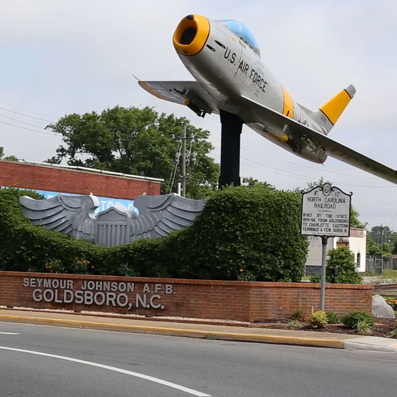 Front of the Seymour Johnson Air Force Base in Goldsboro, North Carolina