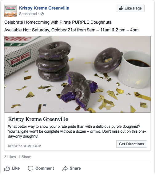 Krispy Kreme Paid Facebook Ad