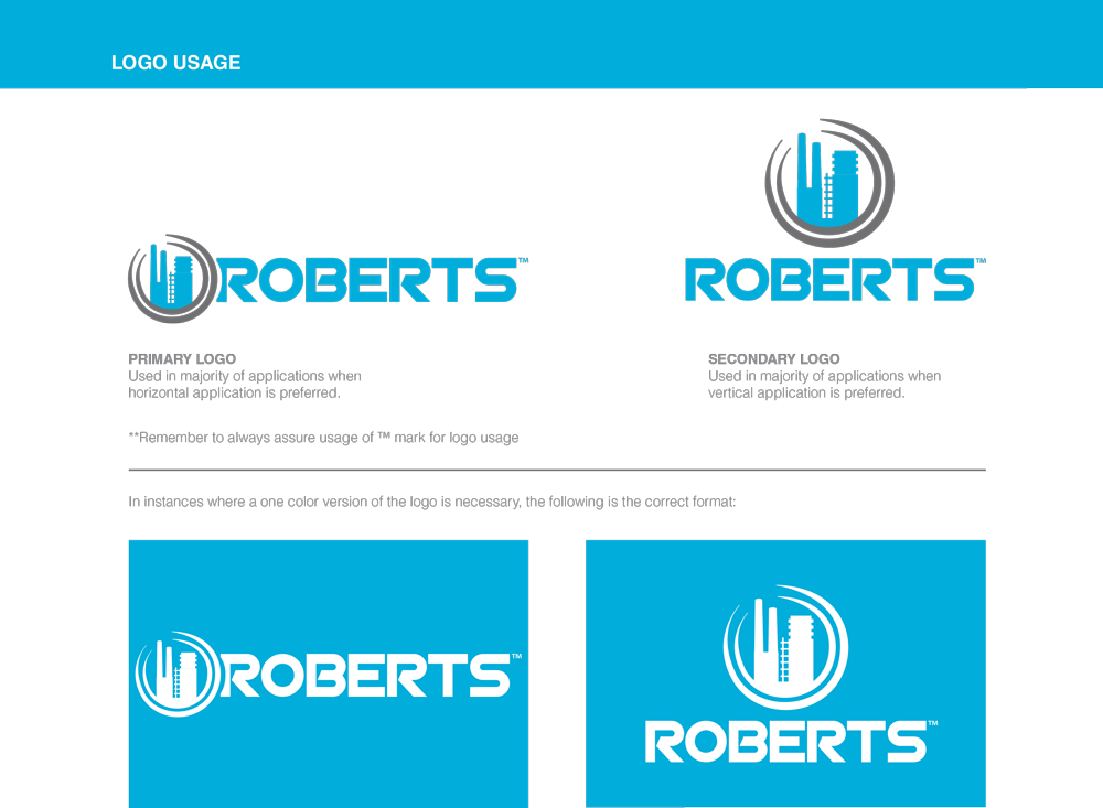 The Roberts Company logo usage guide