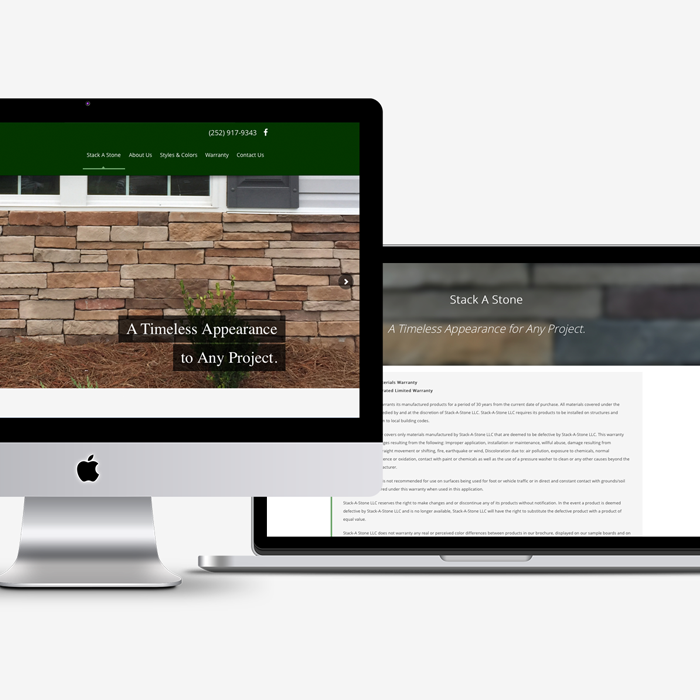Stack-a-stone website on desktop and a laptop