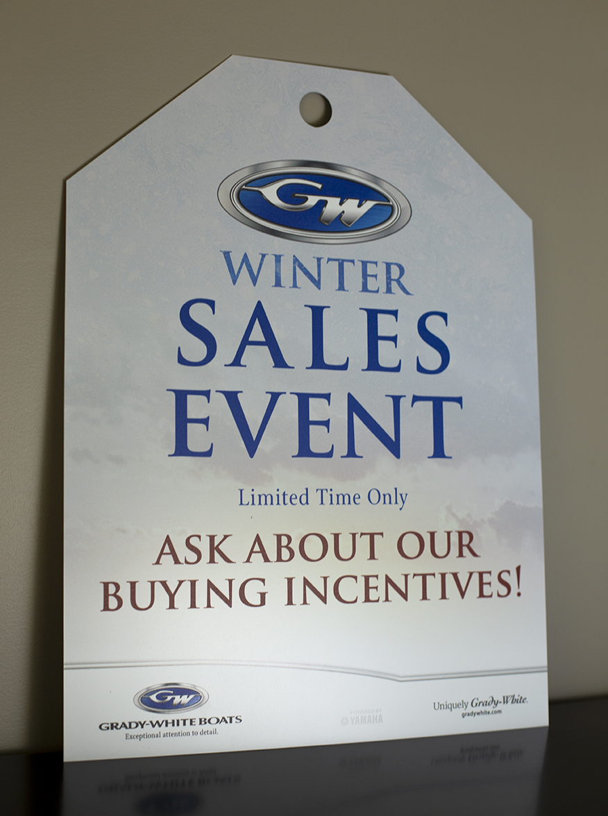 Grady-White winter sales event sale tag