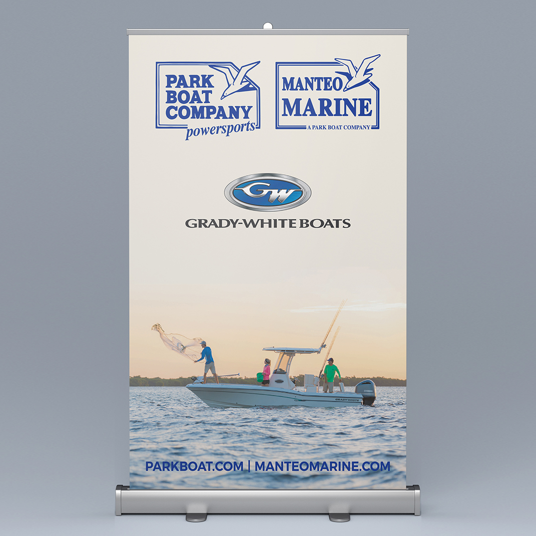 Park Boat Company Tradeshowe banner featuring Grady-White Boats