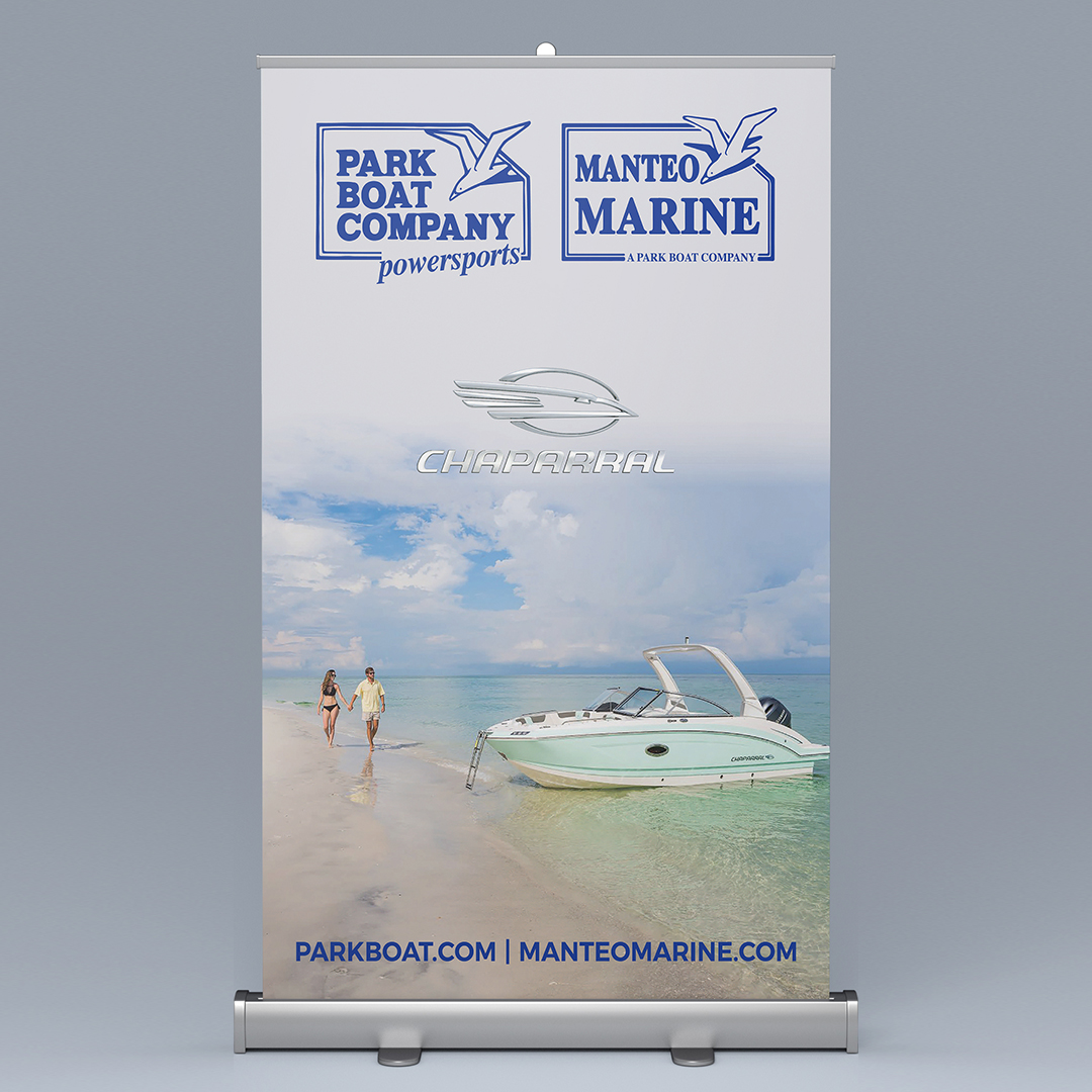 Park Boat Company tradeshow banner featuring Chaparral