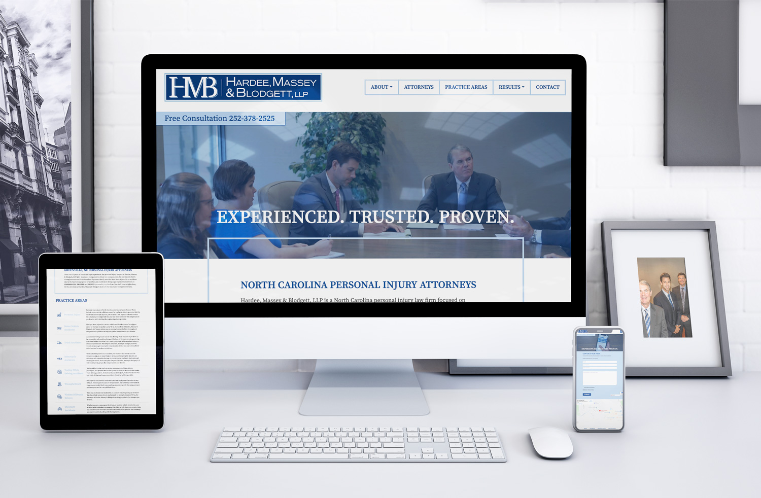 Hardee, Massey & Blodgett full website mockup